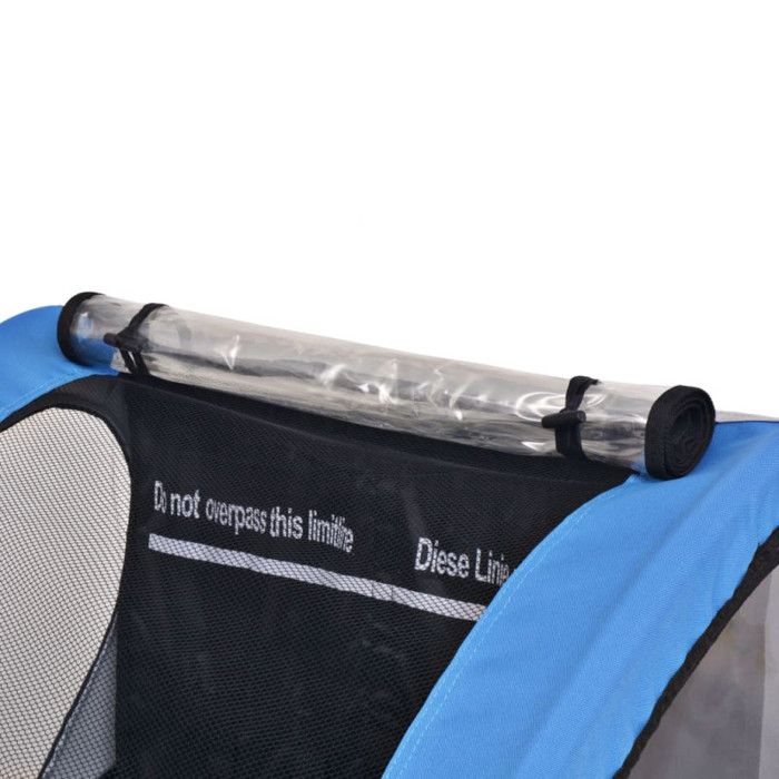 Remorque de vélo pour enfants - vidaXL - Gris et bleu - 30 kg - Harnais de sécurité 5 points - Acier robuste