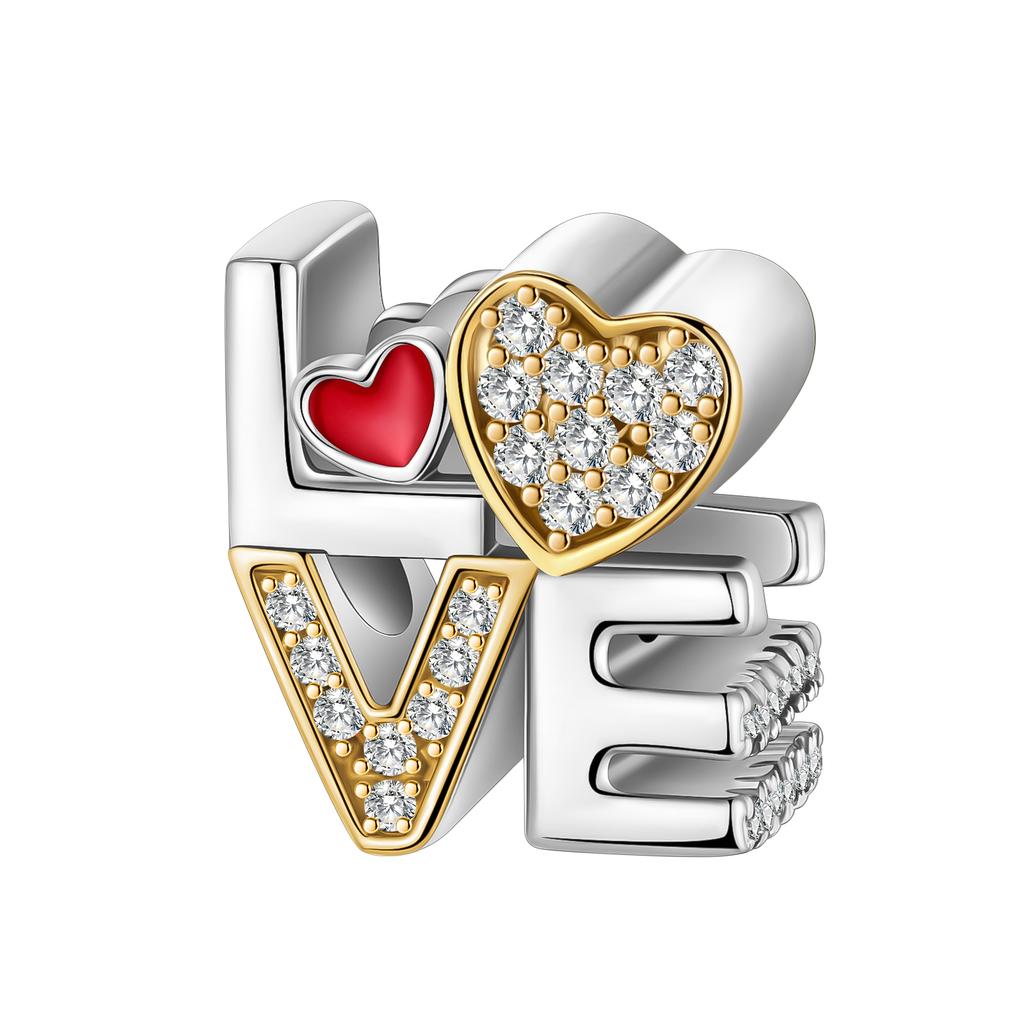 Copper Metal Pink Love Bow Four-leaf Clover Heart Charm Bead Components Rings Pendant Bead Components Compatible With Authentic Original Bracelet