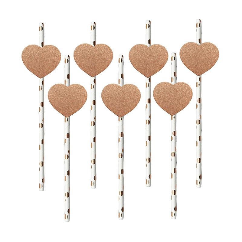 Degradable Heart Party Straws For Weddings And Celebrations With Creative Dessert Decor