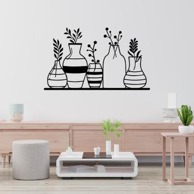 Wrought Iron Vase Wall Art Minimalist Metal Silhouette Home Decor
