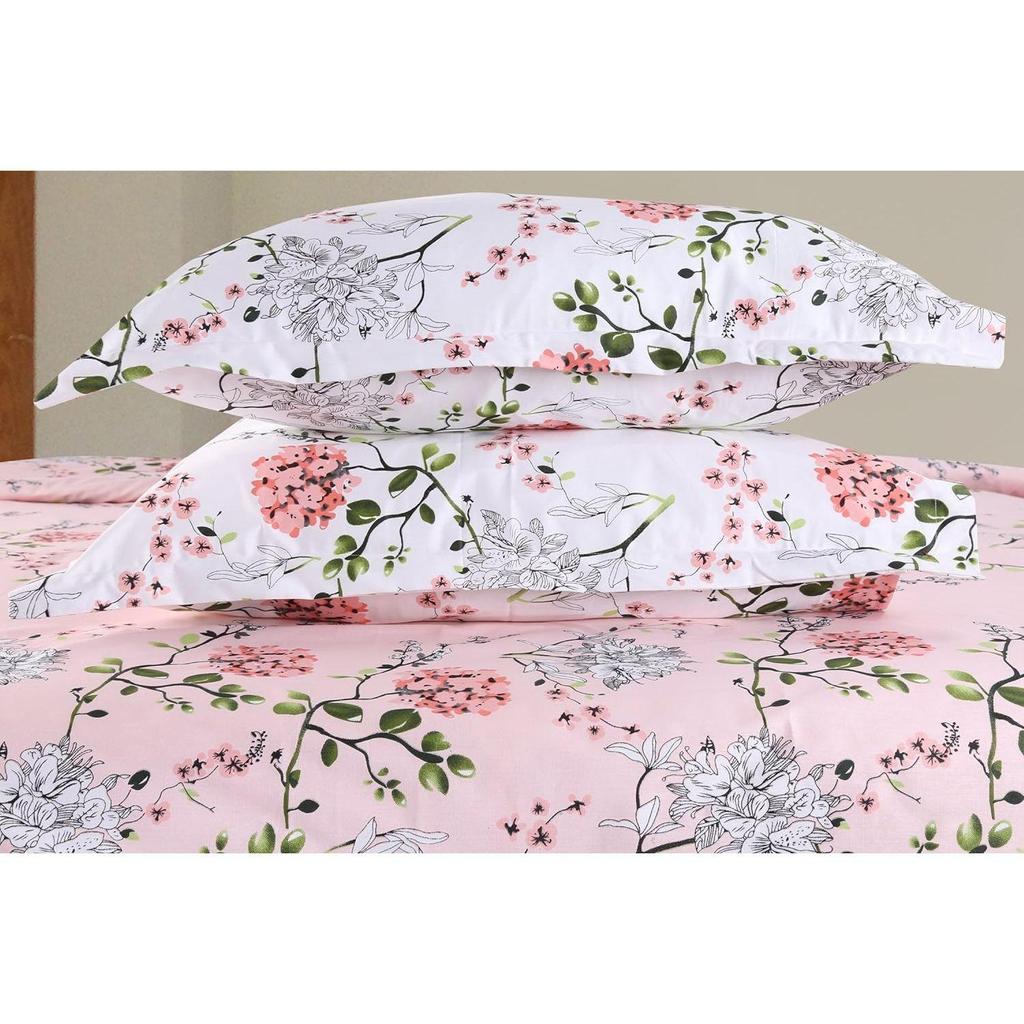 Bedsheet for Double Bed, 1 Cotton Sheet Double Bed (90 X 100 Inches) with 2 Pillow Covers 186 TC Bed Sheet Double Bed Victorian Summer Dream (Pink)