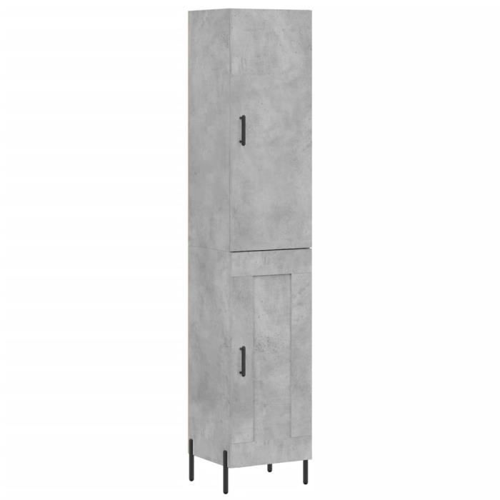 VidaXL Buffet haut Gris béton 34,5x34x180 cm Bois d'ingénierie 3199117