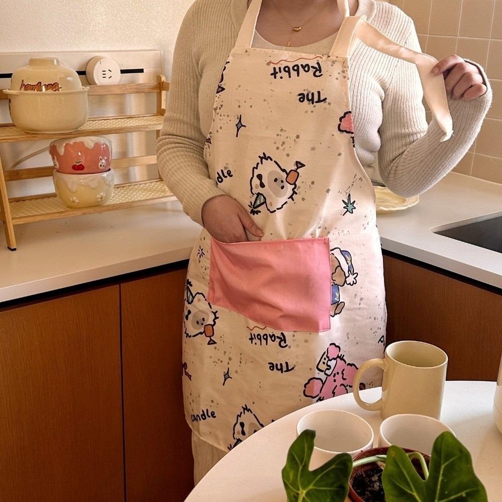 Cartoon With Pockets Cat Dog Sleeveless Aprons Waterproof Oil-proof Kitchen Apron Soft Cute Cooking Apron Kitchen
