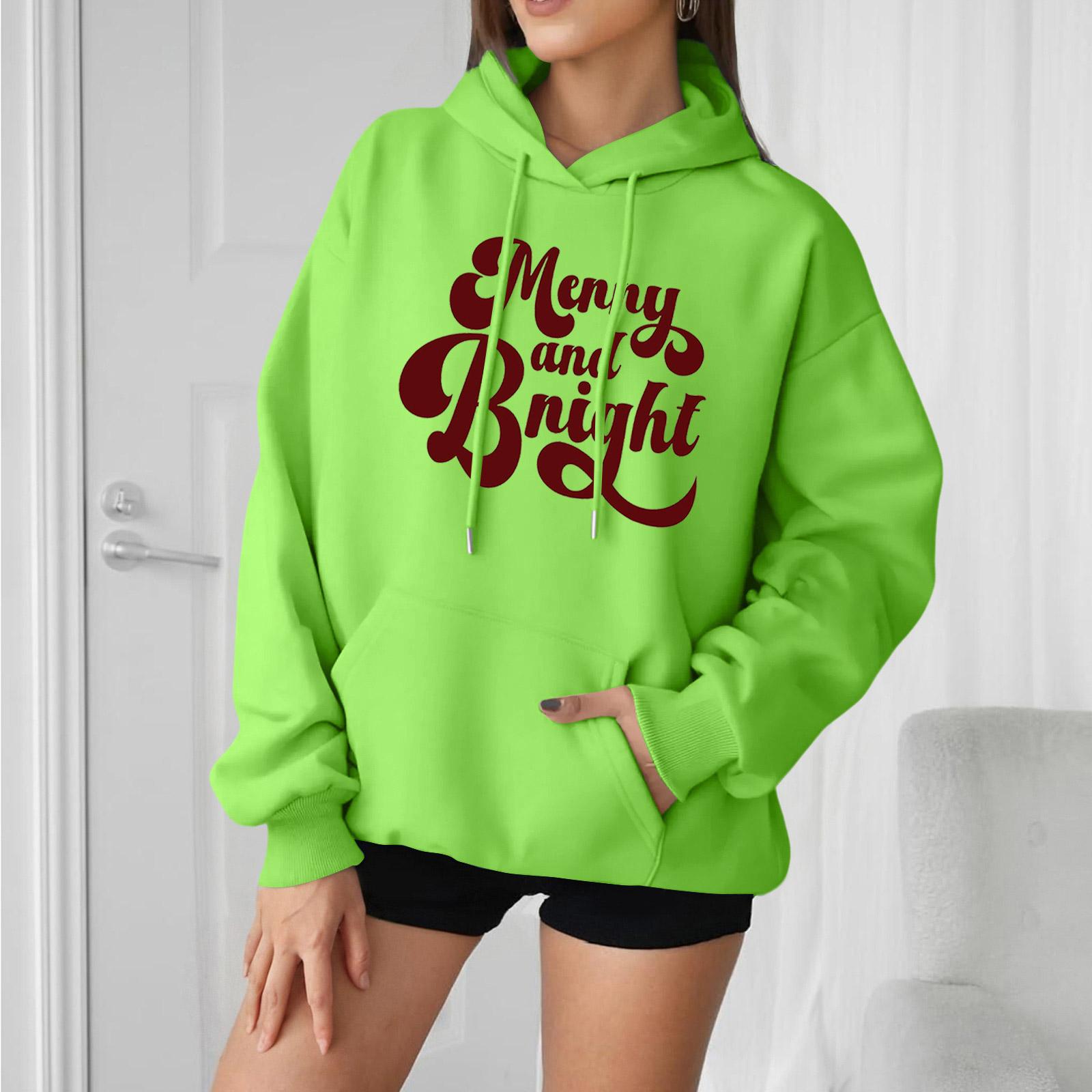 

Women s Loose Comfortable Casual Fashion Character Printed Hooded Long Sleeve Sweatshirt L зелёный