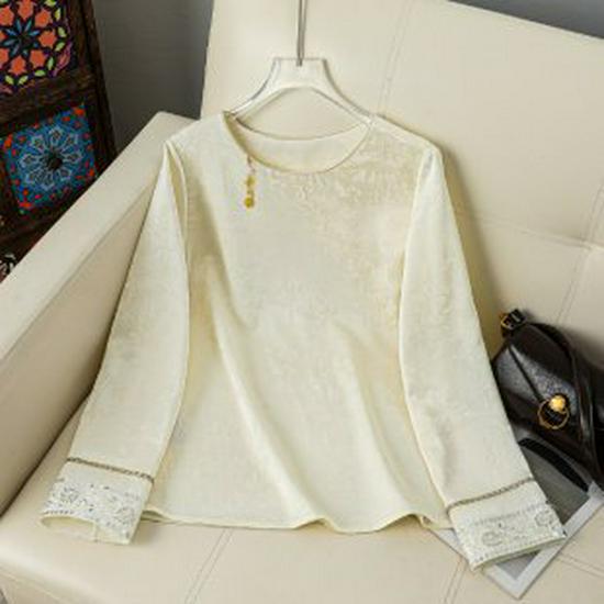 

2026 Spring Long-Sleeve Tee: Chic, Youthful Look for Moms & Women of All Ages 2XL бежевый