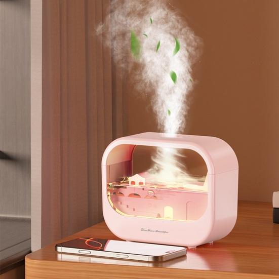 Aroma Diffuser with Landscape, 7 Color Flame Humidifier, 250ml Essential Oil Diffuser with Auto Shut Off, Quiet Mist Humidifier for Home