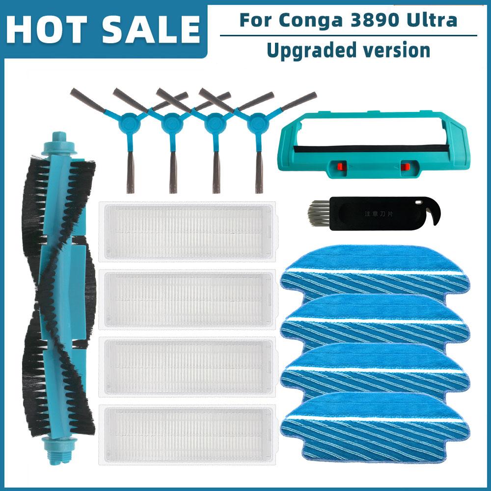 For Cecotec Conga 3890 Ultra Titanium Vital Robot Vacuum Spare Parts Accessories Main Side Brush Hepa Filter Mop Rag Brush Cover