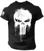 Military Patriotic Skull 3D Printed Men's T-shirt, Large Autumn T-shirt, Short Sleeved Sportswear