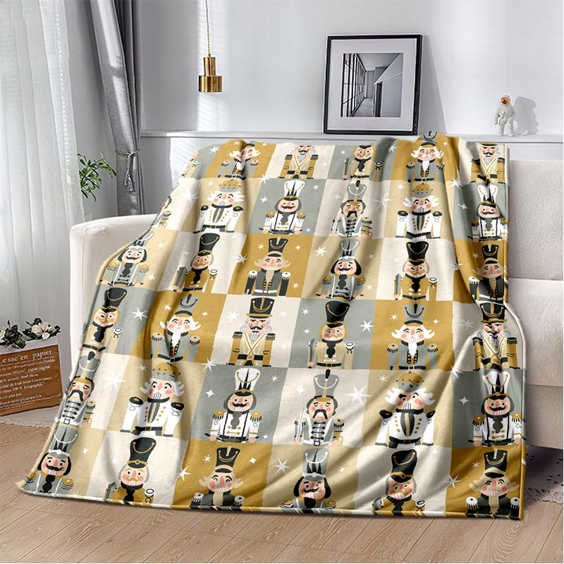 Cartoon Merry Christmas Gift The Nutcracker Doll Happy New Year Soft Flannel Blanket for Beds Bedroom Sofa Picnic,Throw Blanket