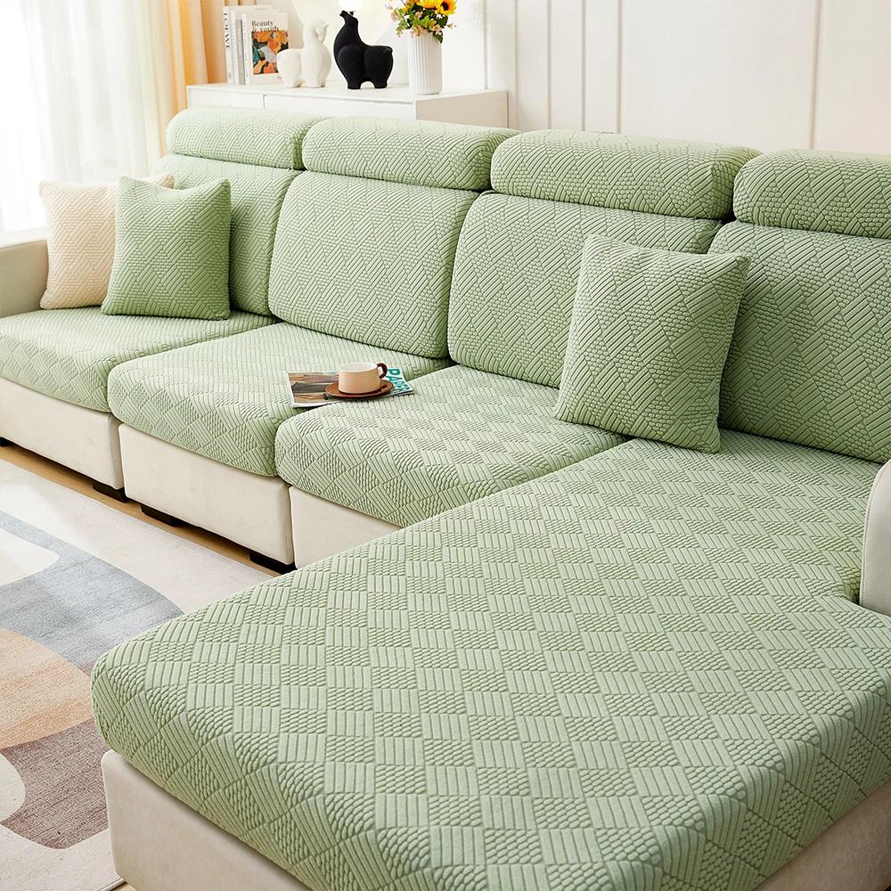 New Jacquard Sofa Covers Soft Elastic Sofa Seat Cover For Living Room Chaise Lounge L-Shaped Sofa Slipcover Solid Color Home