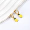 Stainless Steel Hoop Earrings Trendy Cartoon Strawberry Cherry Pendants Women Girls Round Huggie Earrings Dangles Party Jewelry