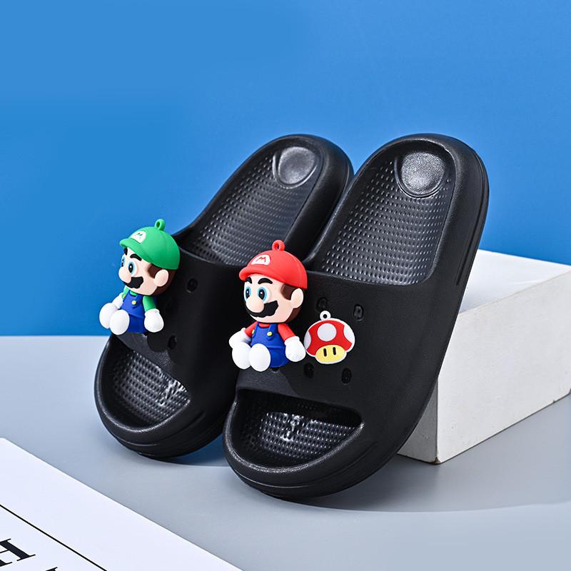 Comfortable Cartoon Mario Boys' Slippers Lightweight Soft Bottom Non-slip Design Perfect For Summer Wear