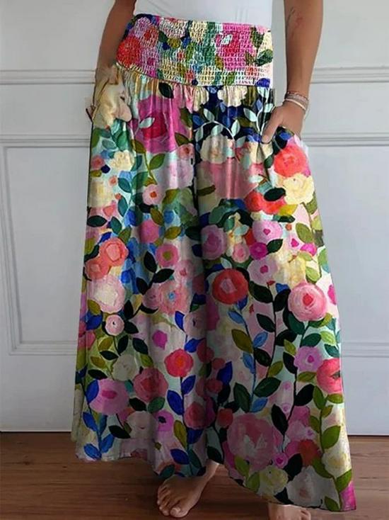 

2024 Women s Fashion Casual Elastic Waist Wide Leg Pants L