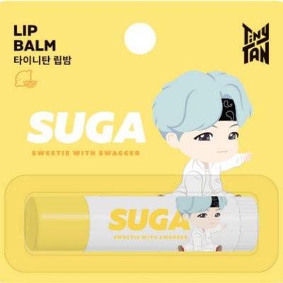 TinyTAN BTS Lippenbalsam Geschmack Feuchtigkeitsspendende Lippenpflege 4g, SUGA-Zitrone