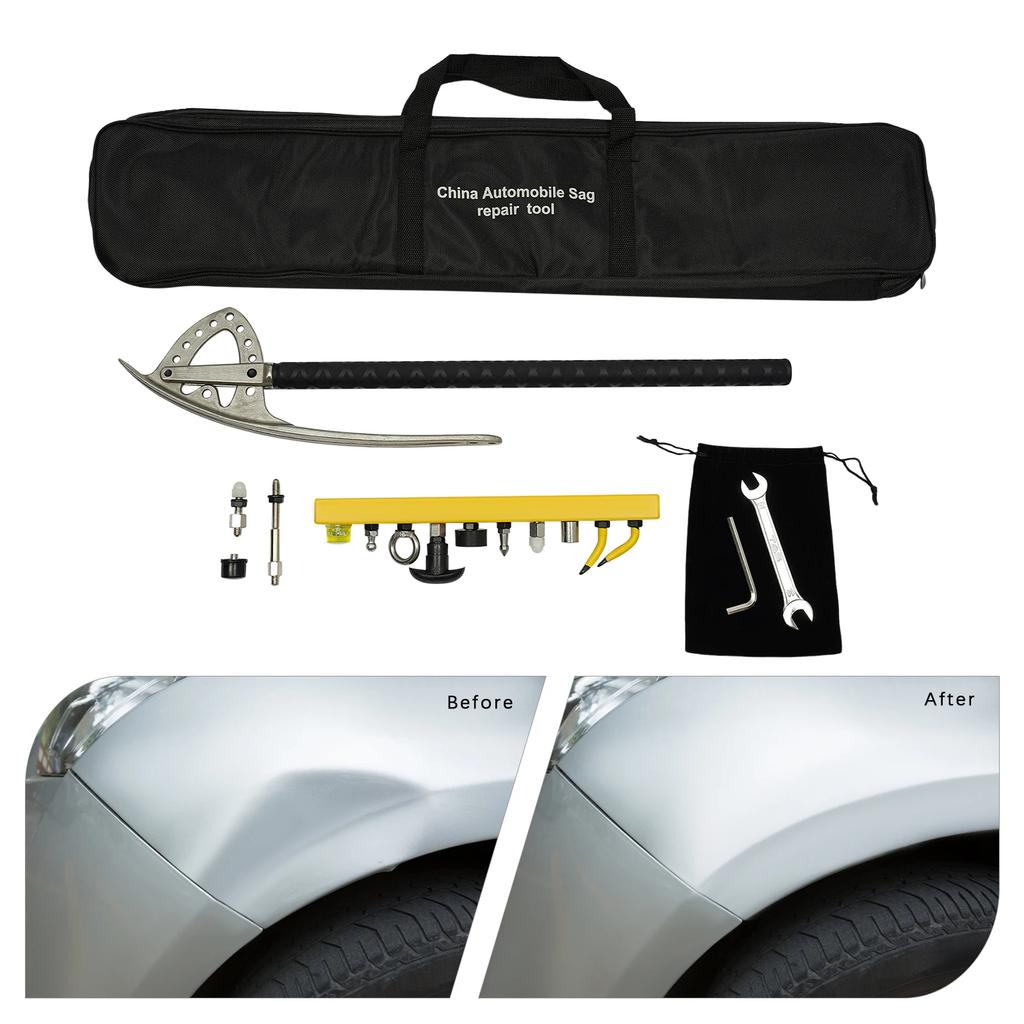 Car Fender Damage Repair Tool, Adjustable Angle, Stainless Steel Dent Removal Fender Repair Kit with Storage Bag, M8 Thread