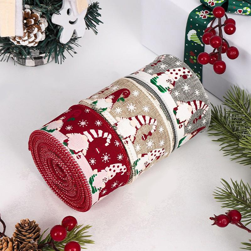 5m Flax-Like Hemming Band Santa Claus Ribbon Decorative Craft Ribbon Santa Claus Craft Tape