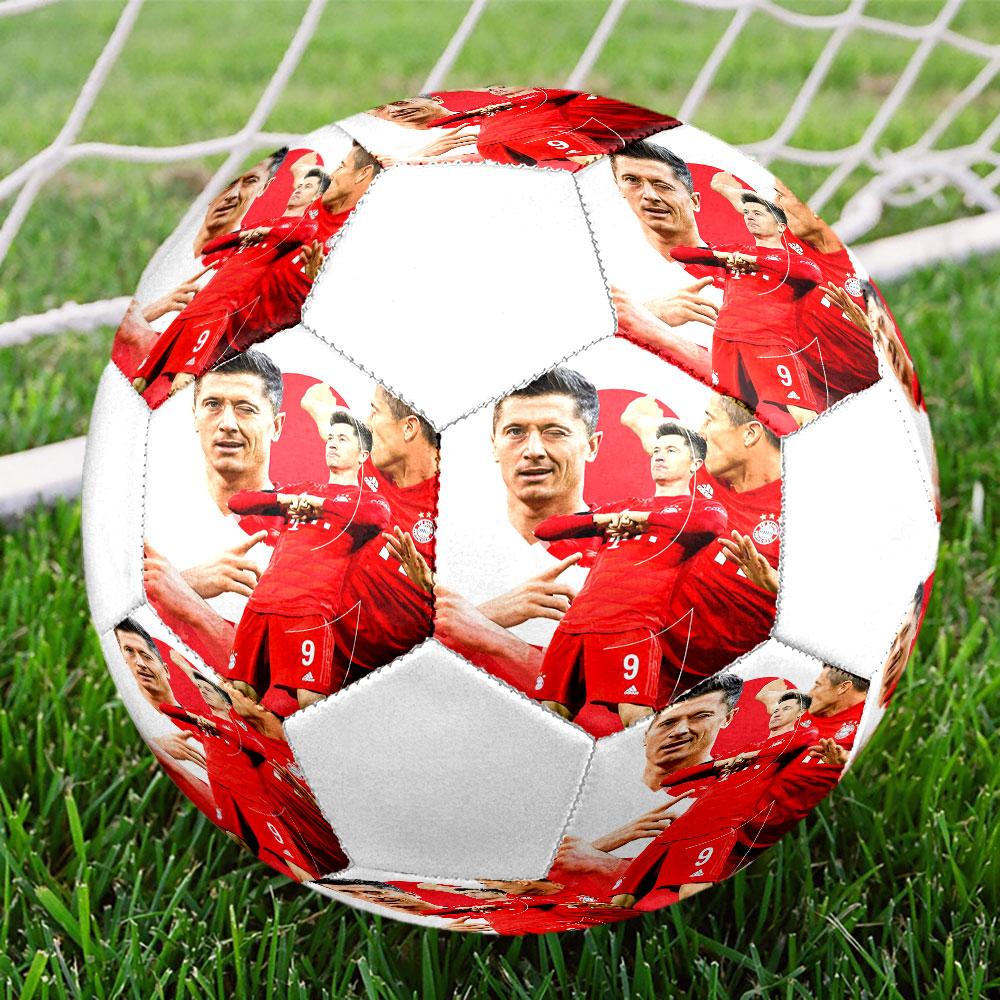 Robert Lewandowski Size 5 Soccer Ball, Machine-Stitched PVC, Durable & High Bounce, All Ages Fit, Fan Merchandise, Matches & Outdoor Use.