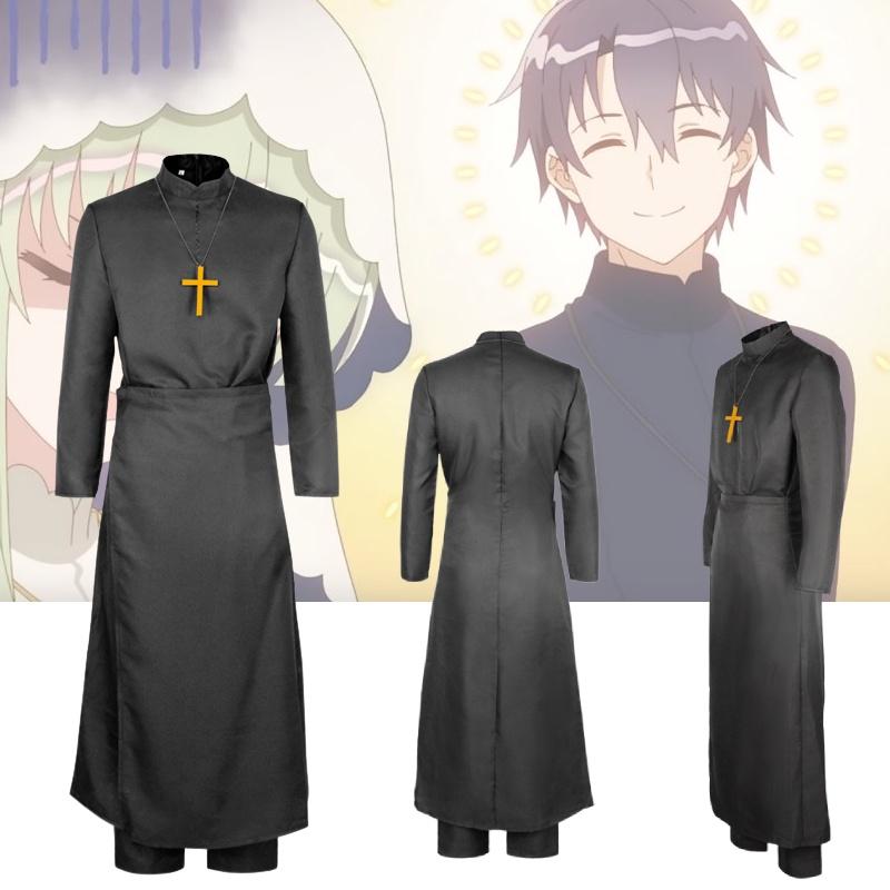 Nordic Anime White Saint And Black Pastor Cosplay Costume Lawrence Halloween Dress Up