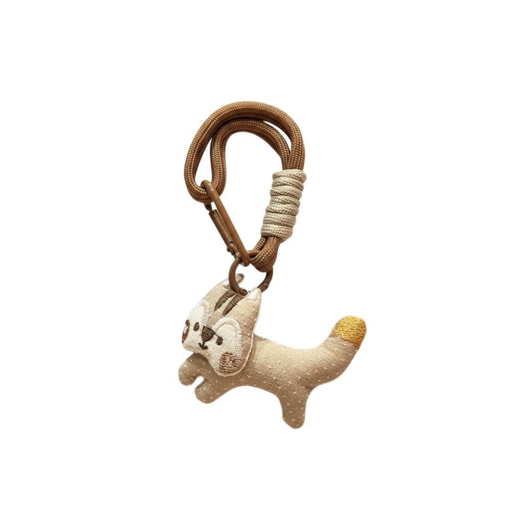 

Kawaii Squirrel Doll Keychain Weave Rope Lanyard Car Keyring Bag Hanging Charm Hanging Charm Khaki Style 1