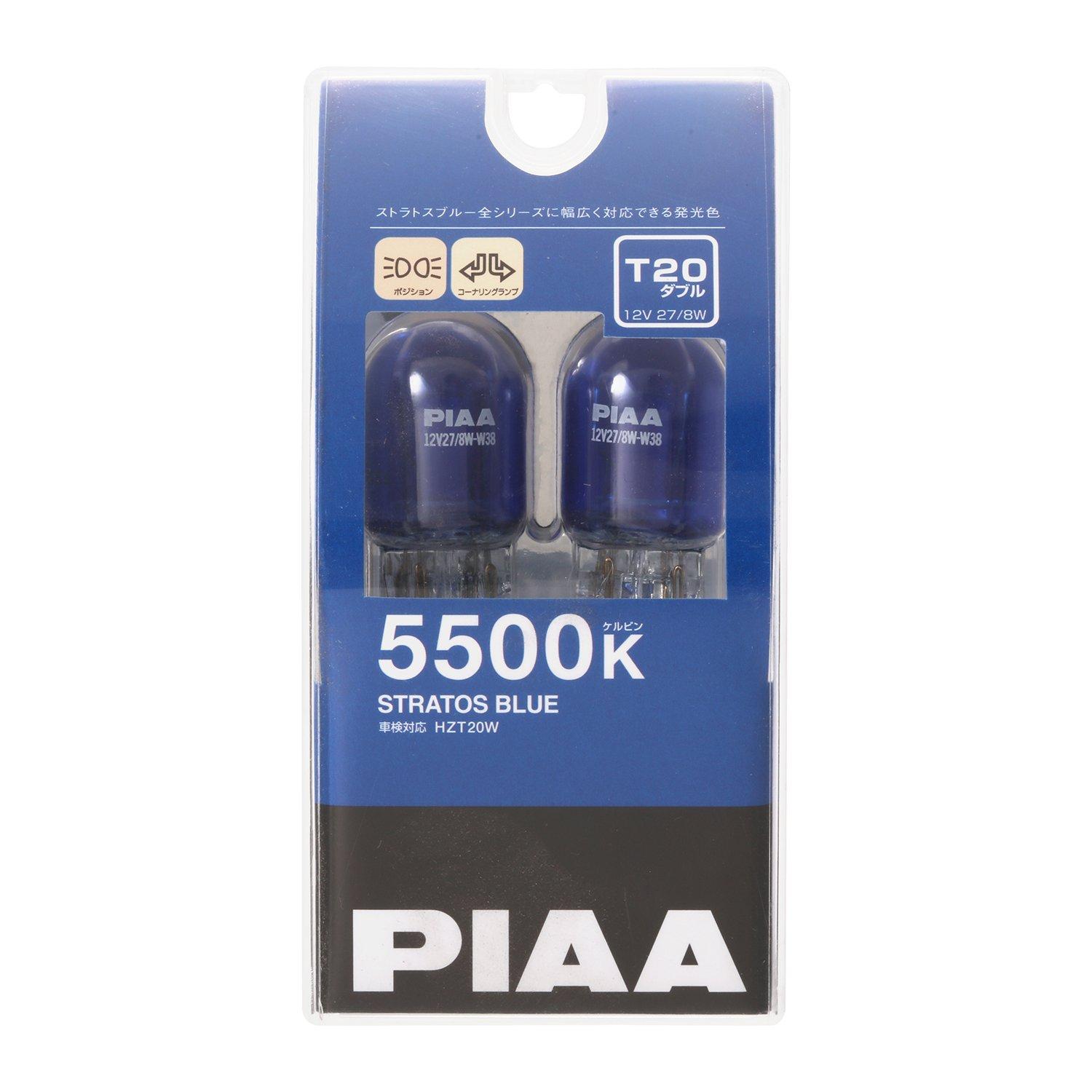

PIAA Position/Cornering Halogen Bulbs, T20 Double, 5500K, Strass Blue, Vehicle Inspection Compliant, Pack of 2, 12V 27/8W, HZT20W