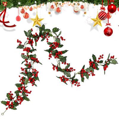 Artificial Hanging Plants Garland Plastic Red Berries Artificial Leaves For Christmas Home Wedding Table Party Garden Decoration