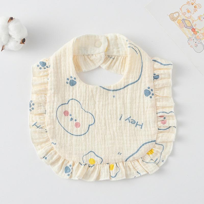 Ruffle Baby Drool Bibs: Pure Cotton Printed Lace Bibs