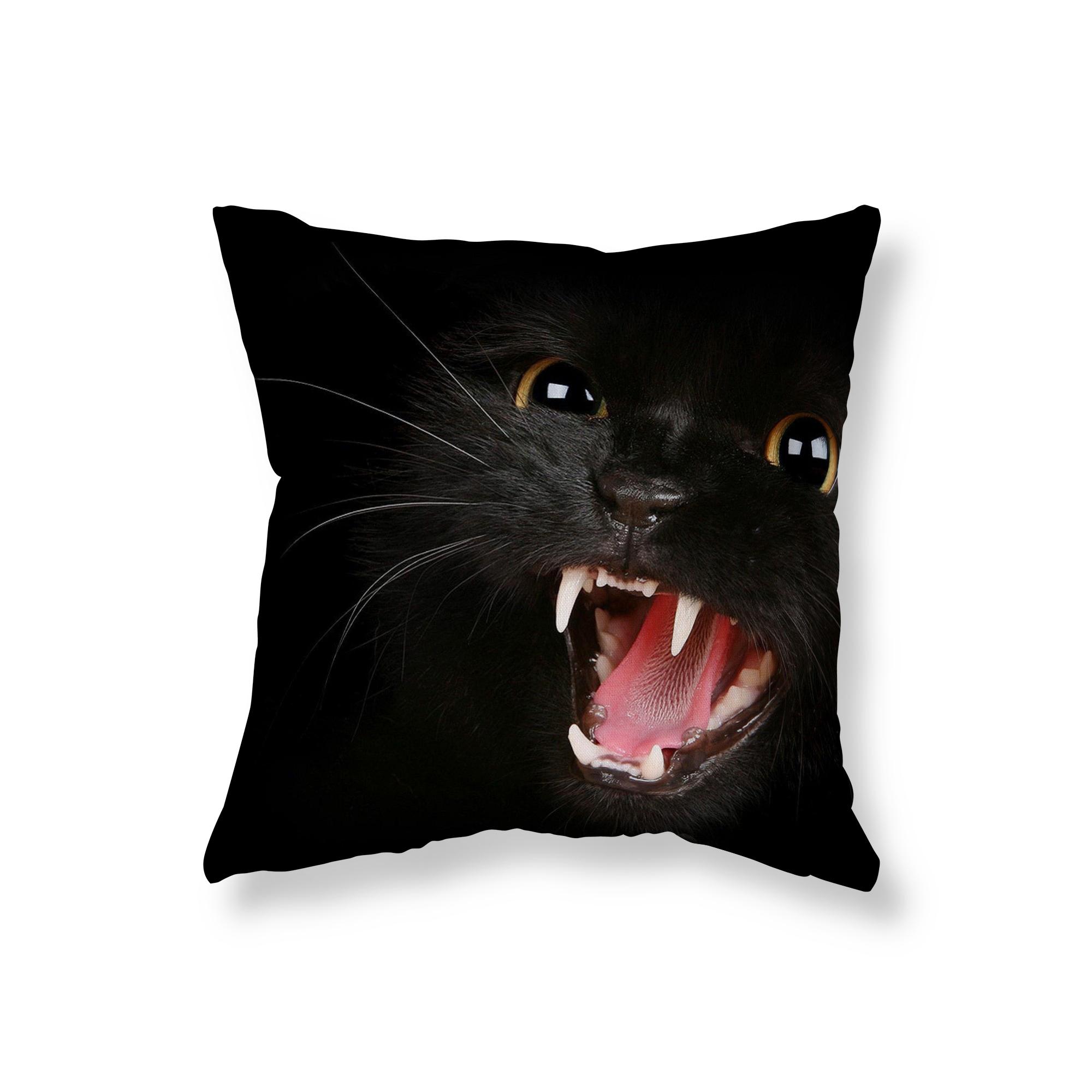 Милая забавная наволочка с черным котом, наволочка с изображением кота, украшение для дивана, автомобиля, офисное игровое кресло, наволочка, украшение для комнаты, дома 40x40cm