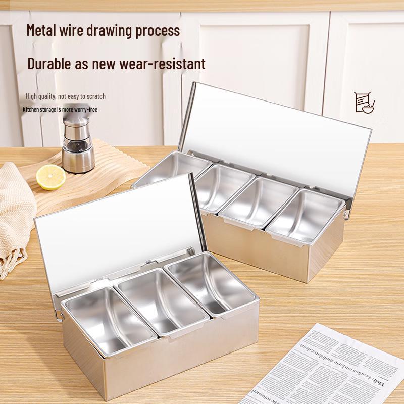 FATTBAO Stainless Steel Multi-Compartment Seasoning Box
