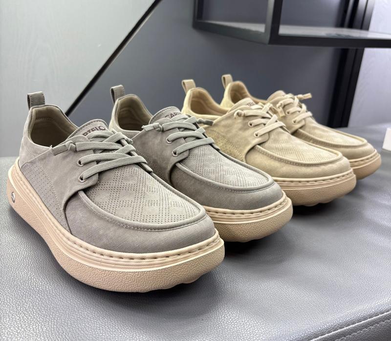 Summer New Lightweight Thick Bottom Casual Shoes Easy To Wear Slip On Lazy Person Cowhide Leather Shoes Breathable Rubber Sole