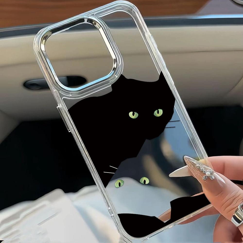 Black And White Cat Phone Case For Iphone 17 15 Pro Max 14 11 Plus 12 13 16 17E 16E Transparent Sturdy Bumper Cover Fundas
