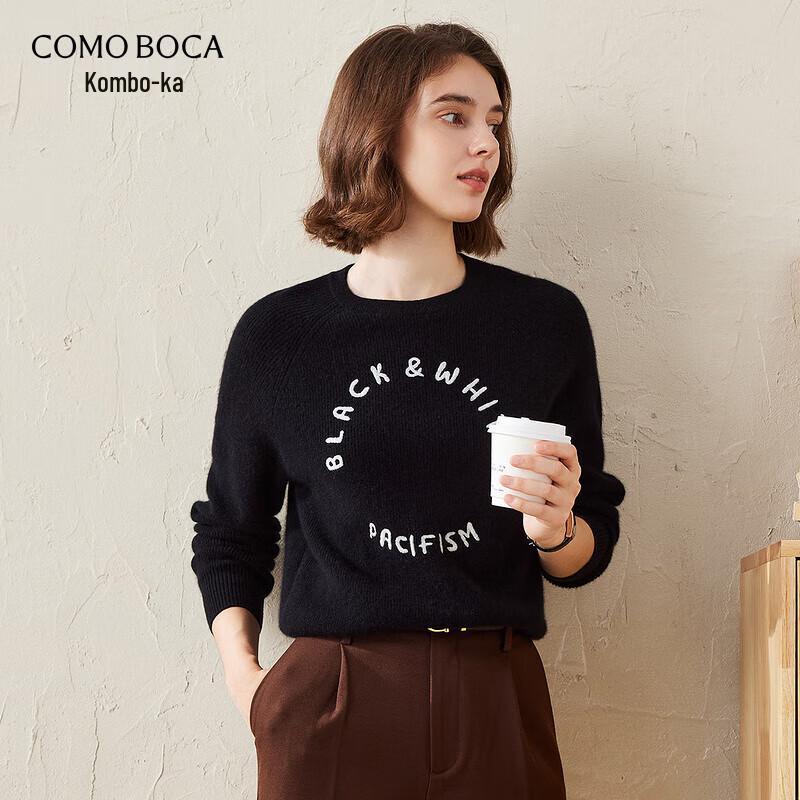 

Women s Thick Cashmere Sweater with Letter Embroidery L