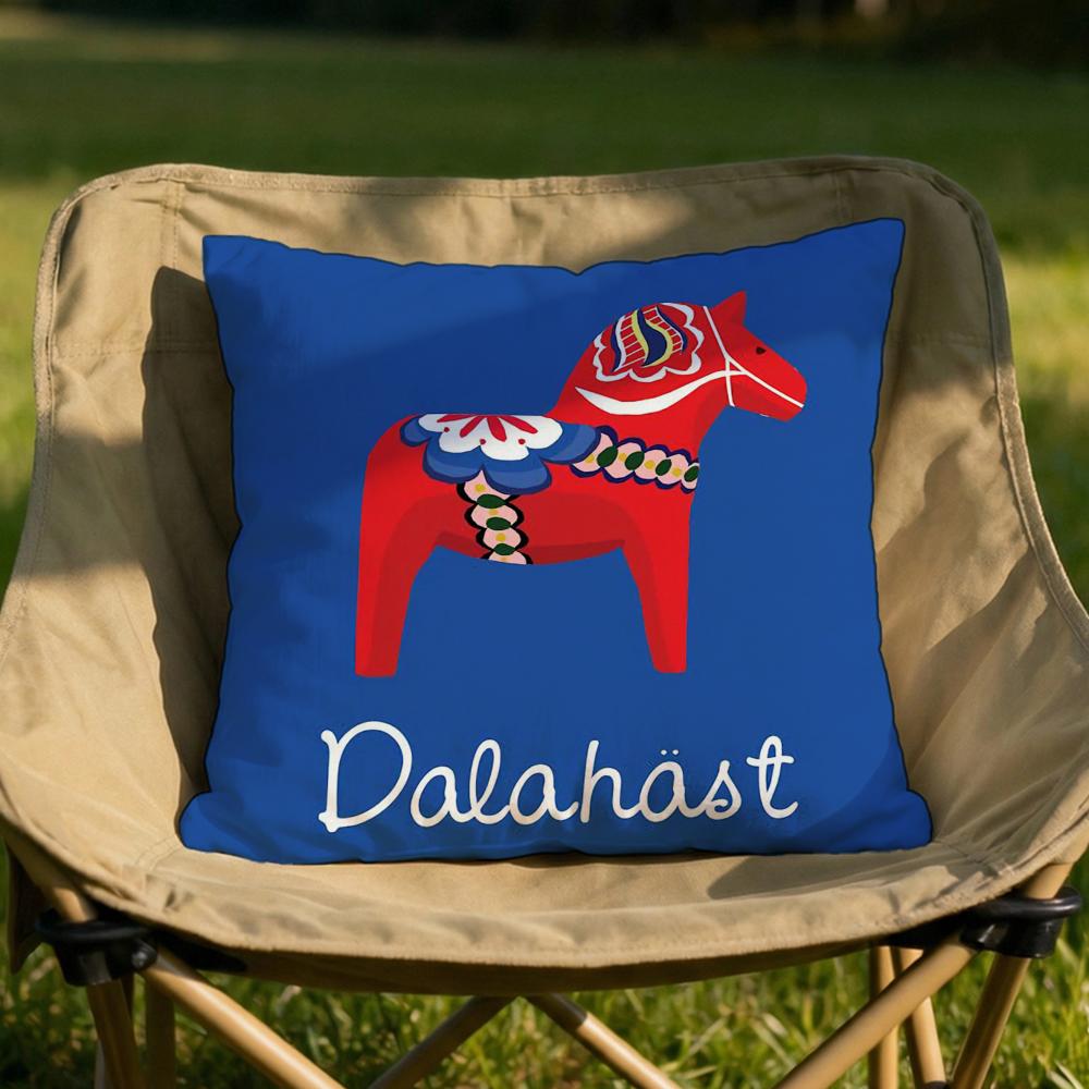 Dala Horse Print Cushion Cover Soft Reversible  Durable Pillow Cover  MultiScene Use for Home  Car Daily Comfort