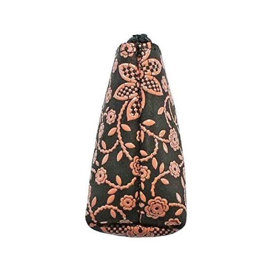 Inden-ya Key Case D, Deer Leather, Black Base X Pink Lacquer, Clematis Pattern, 4707-51-169