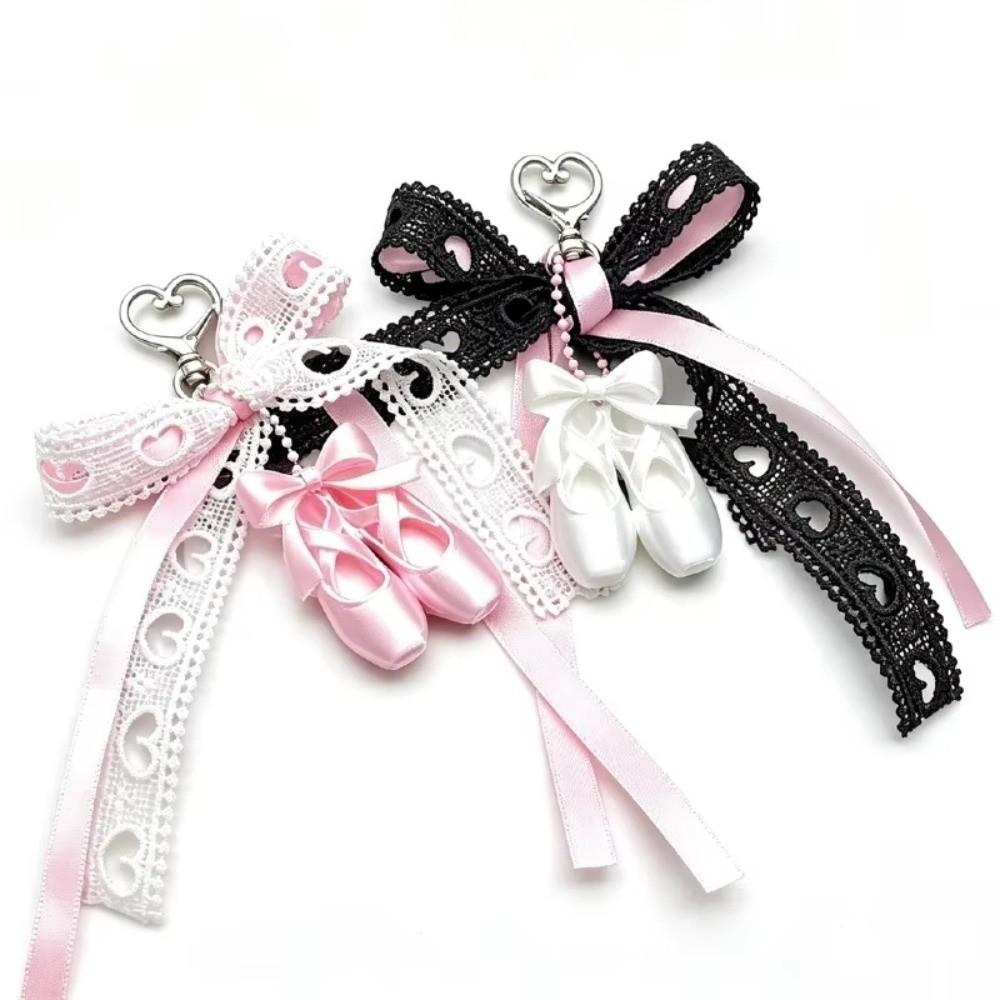 lace bowknot Ballet Shoes Keychain Backpack Decor Ballet Shoes Bow Keychain  Women