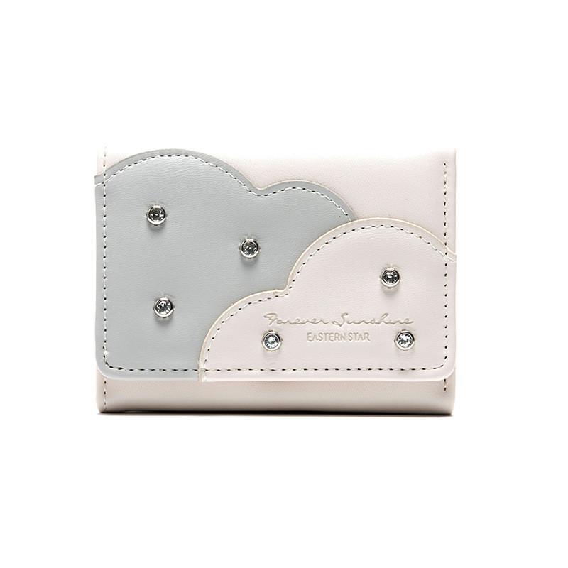 New Pu Material Large Capacity Multi-card Slots Simple Rivet Student Korean Style Ladies Tri-fold Coin Purse Cross-border
