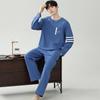 Men's Spring/Autumn Modal Pajama Set: Round Neck Pullover with Long-Sleeve Top and Trousers, Suitable for Outdoor Wear and Sports Style.
