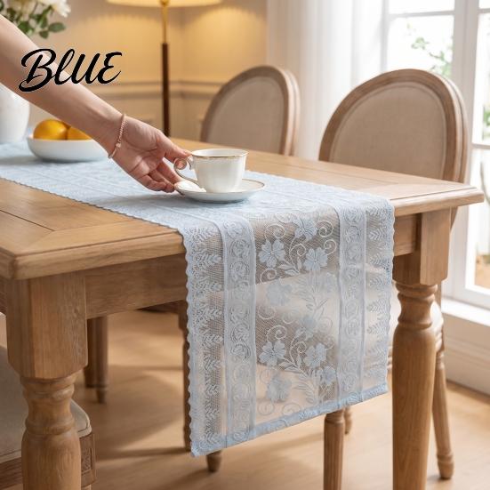 Modern Home Table Vintage Sheer Lace Runner Gatherings Floral Runners for Scalloped Edge Decorations Farmhouse