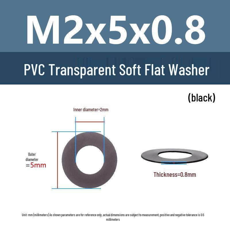 Yigu Black PVC Insulating Waterproof Flat Washer (M2-M10, M4-M5)