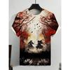 Summer Round Neck 3D Animal Warrior Print Top Fashionable Casual Short Sleeved Men's T-shirts