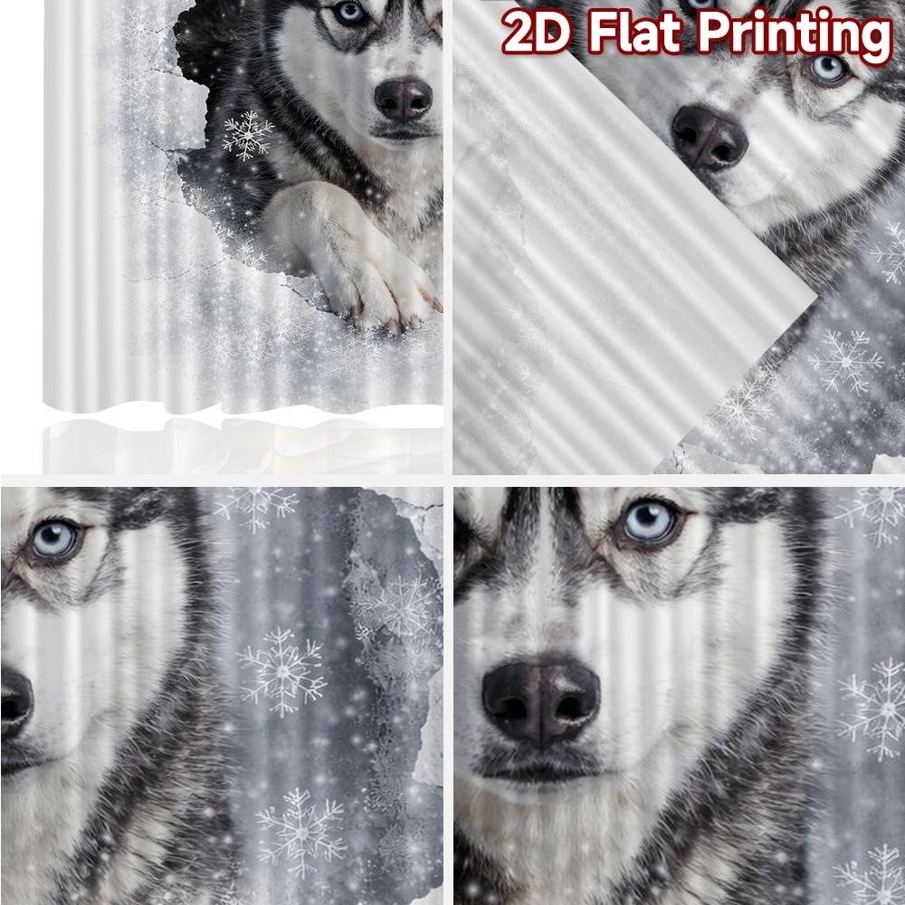 2D FLAT PRINTING 2pcs Curtains (Without Rod) Winter Canine Wonderland Modern Minimalist Curtains Versatile Polyester Fabric