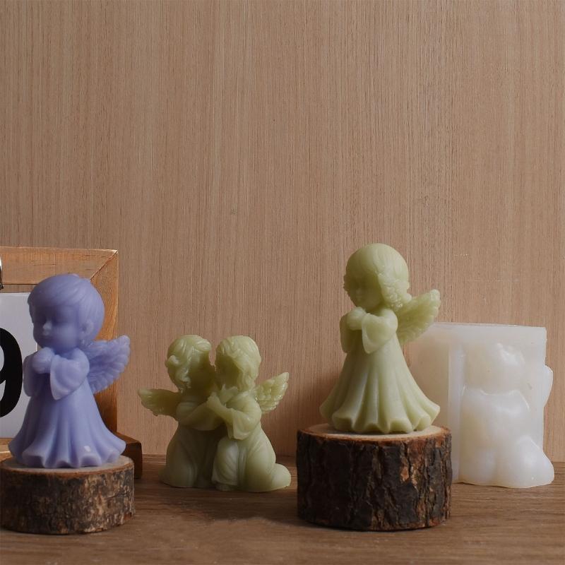 Angel Figurine Silicone Molds for Candle Soap Making Multipurpose Winged Girl Silicones Candle Mould for Epoxy Resin