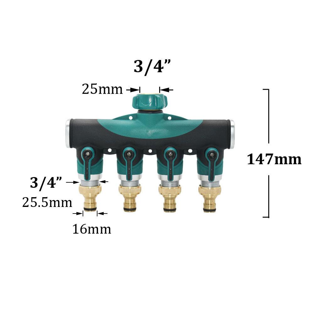 Brass 3/4 Inch Thread 2- Way Garden Tap Water Splitter Copper Y Irrigation Valve 5/8" Quick Connector Cranes Adapter 1pcs