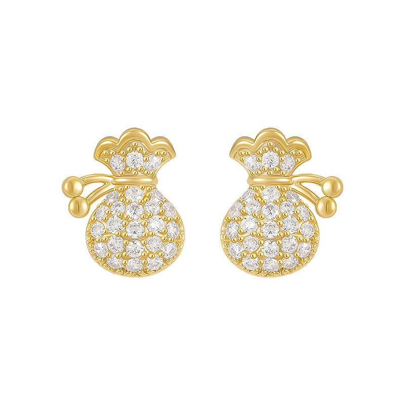 S925 Silver Needle Money Bag Small Earring Delicate Earrings for Women Luxury Accessories
