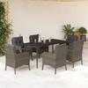 7-Cz. Gartenmöbel-Set mit Kissen, Grau, PE-Rattan