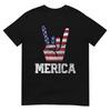 Merica Rock Sign 4th Of July Vintage American Flag Retro Usa TShirt