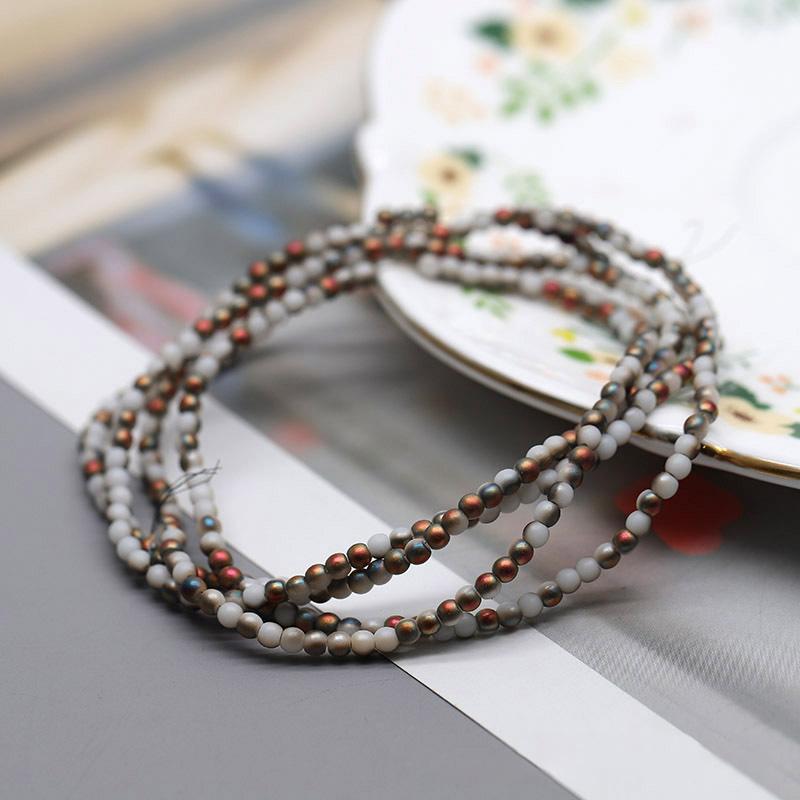 Matte Color Crystal Glass Beads 3mm 145pcs Round Loose Spacer Beads for Clothing Embroidery Decor Craft Making