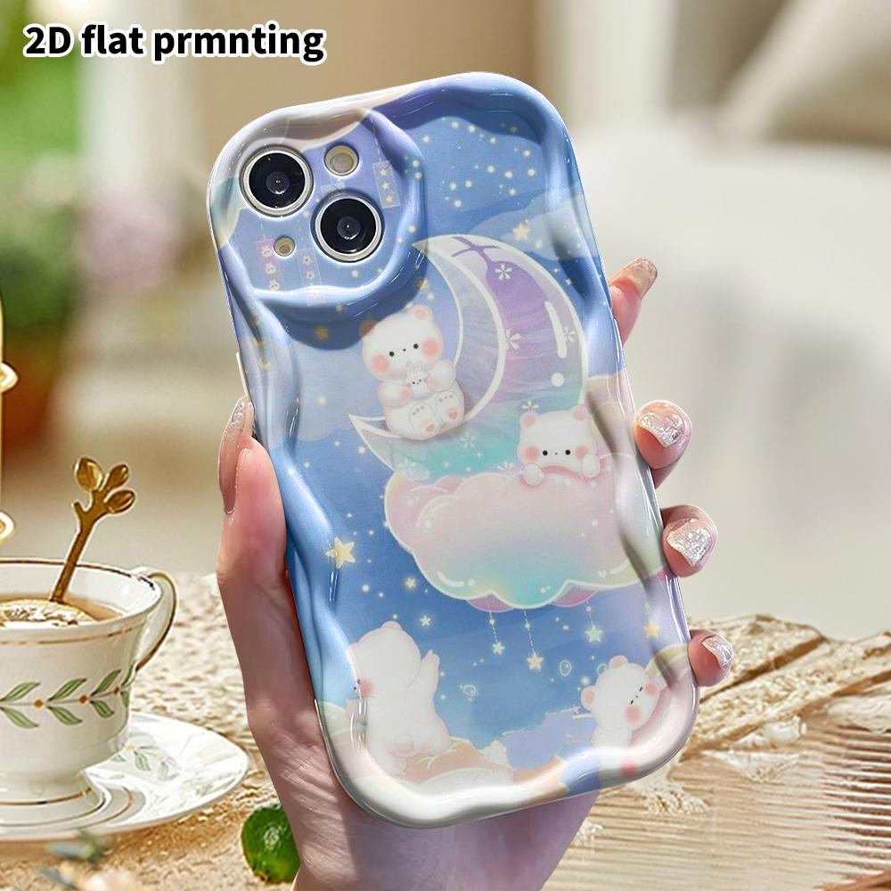Phone Case: 2D Flat Design, Suitable for iPhone 18 17 16 15 14 13 12 Pro Protective Case, Phone Decoration, Little White Bear On the Moon, Halloween a