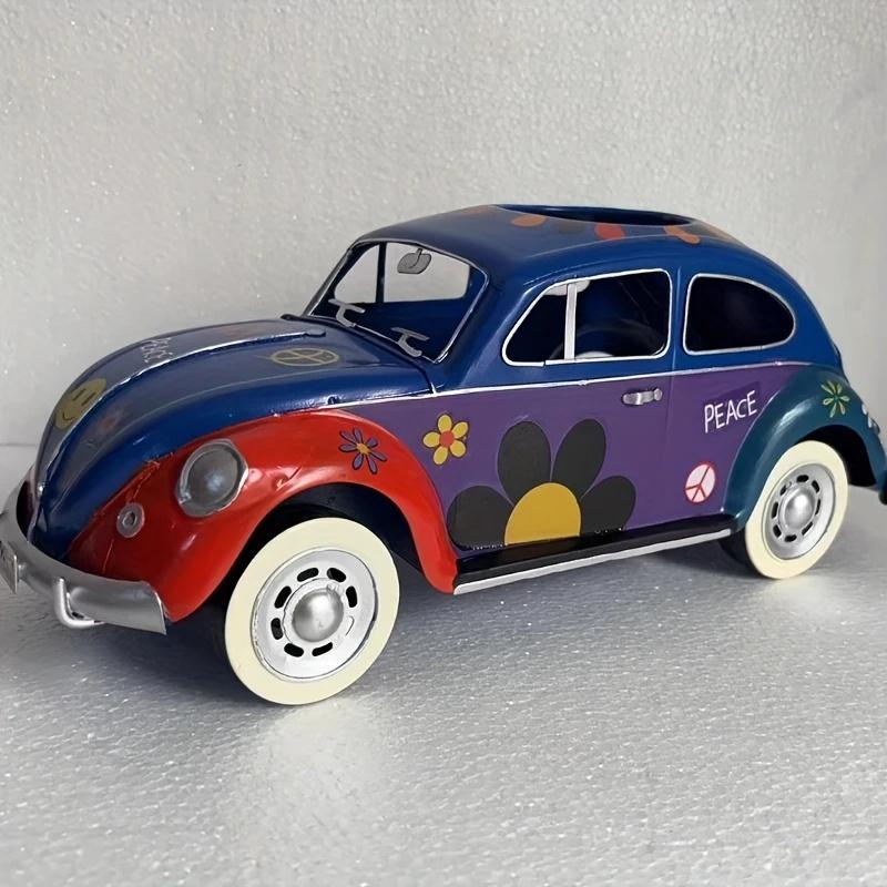 1pc LDQ Retro Bus Tissue Holder, Polished Iron, Creative American Decorative, Tabletop, for Living Room, Car Decoratio