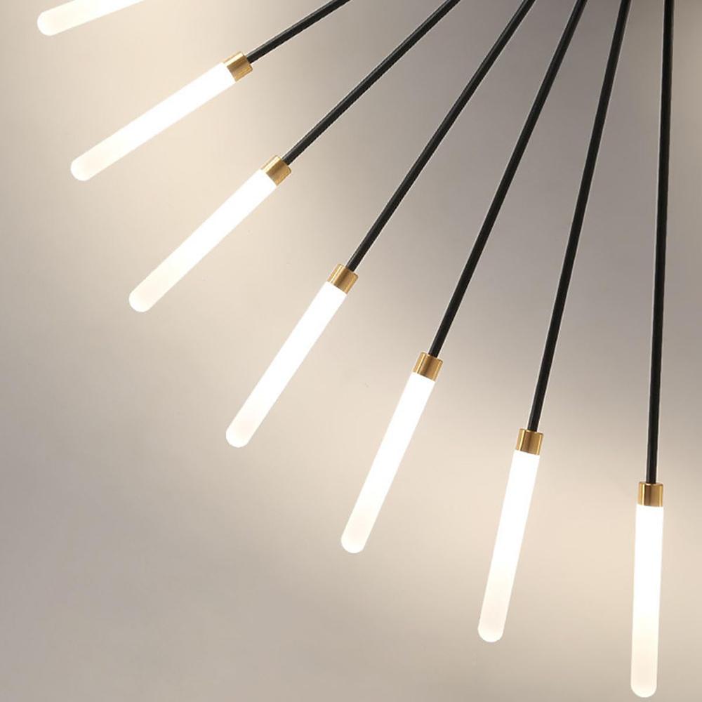 Black 30 Heads Non Dimmable Pendant Lights Creative Fireworks Design Chandelier Modern Ceiling Light for Living Room Exhibition Hall Bedroom