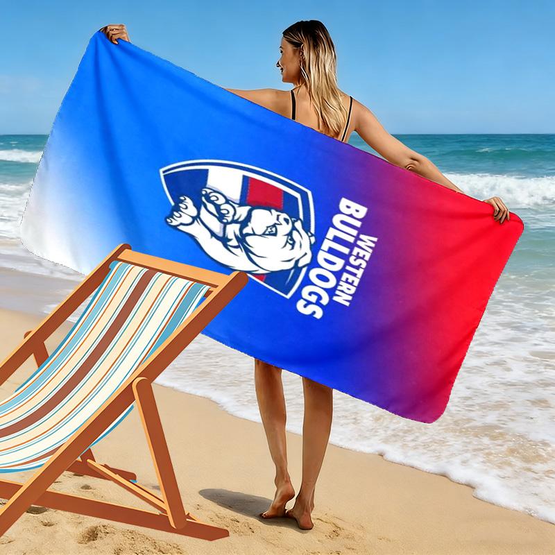 Western Bulldogs Print Beach Towel, Large Soft Quick Dry Towel for Beach Camping Swimming